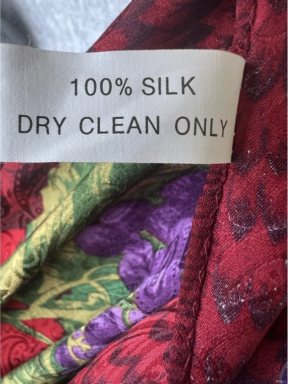 R Zanghellini for Nasonex Silk Red Scarf Ornate Fruit  34x34